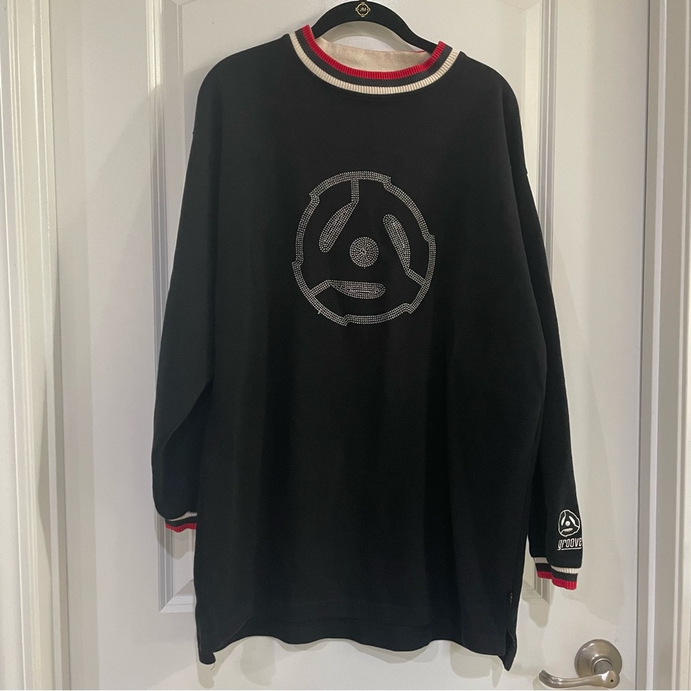 Vintage‎ Groove Company men’s pull on sweater shirt RECORD men’s size Large